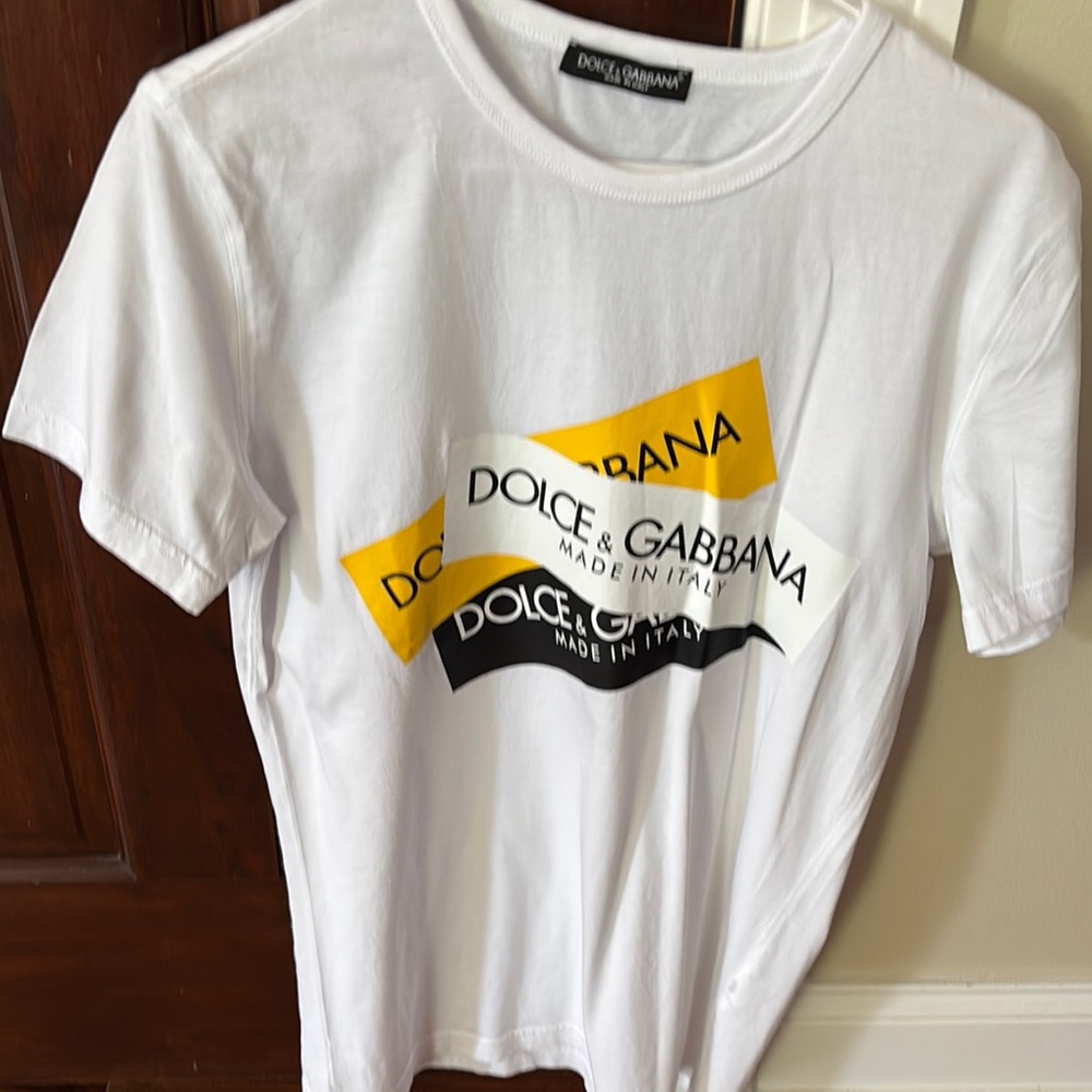 Dolce & Gabbana White and Yellow Graphic Tee